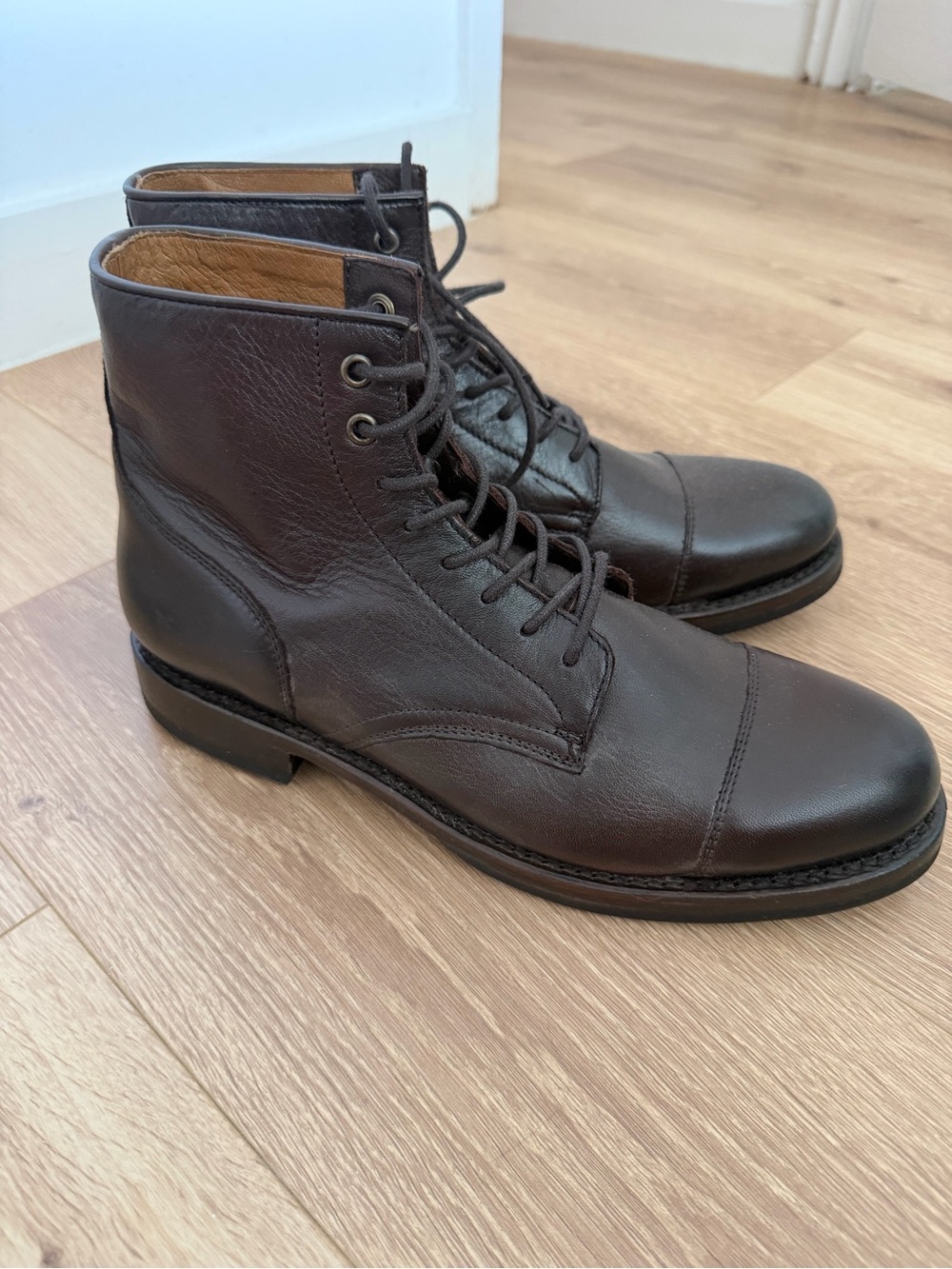 Frye Men's Brown Leather Lace-Up Boots